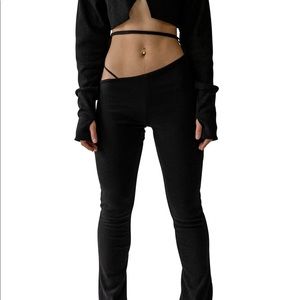 Saint destiny Elia pants xs low waist bell bottom knit asymmetrical black